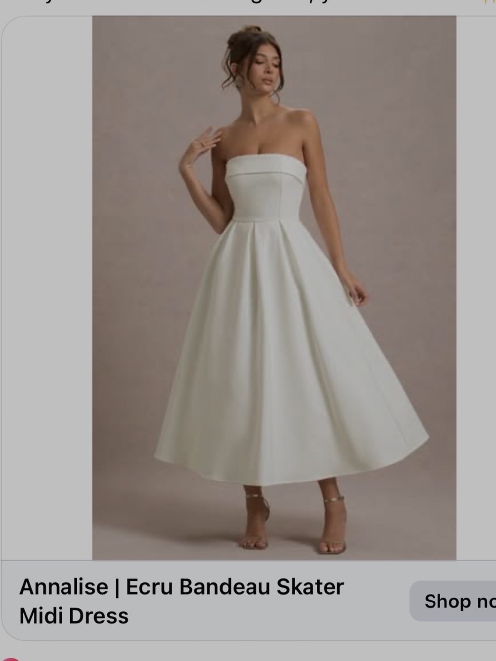 Club L London Ecru Strapless Bandeau Skater Midi Dress